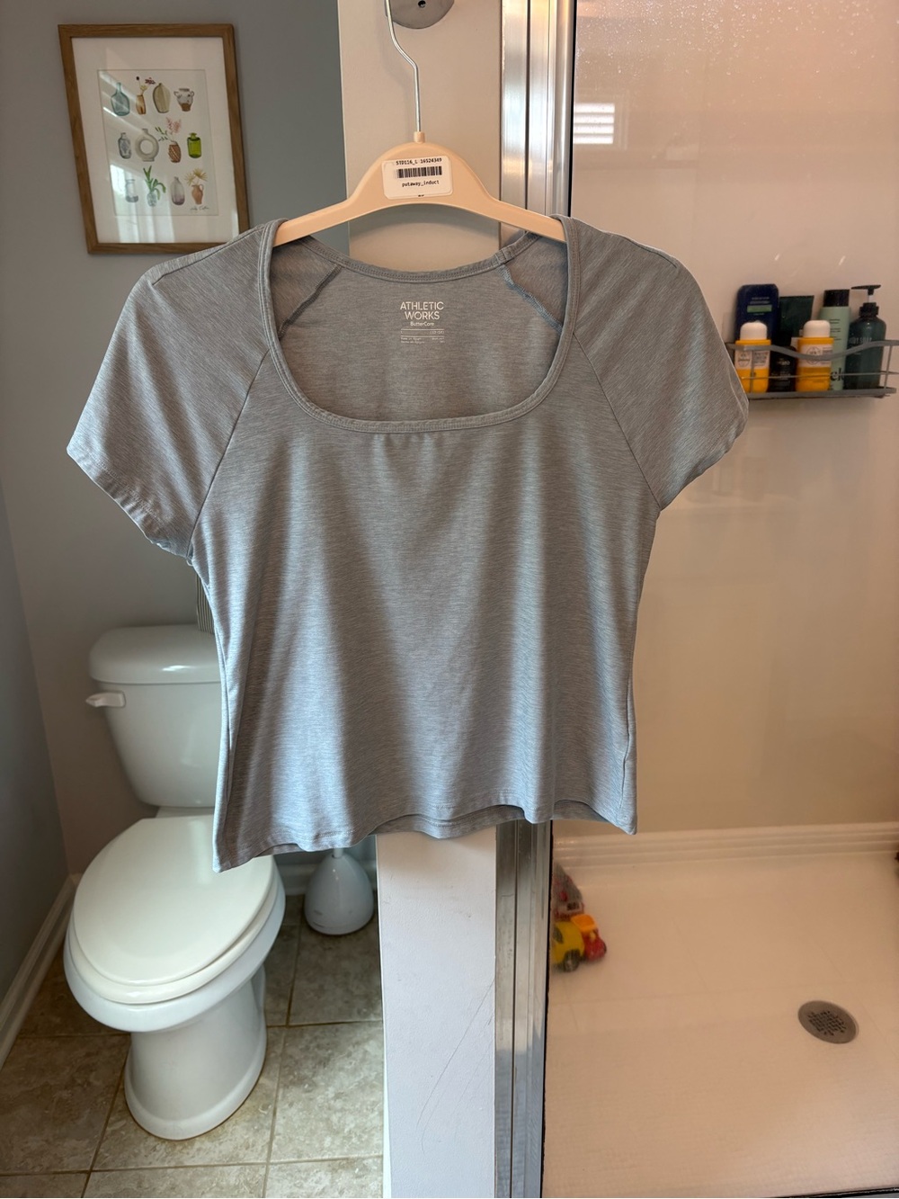 Athletic Works ButterCore Women's L 12-14 Blue Gray Crop Top Workout Tee